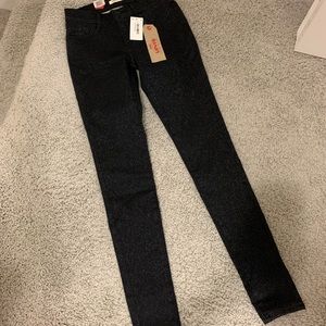 Brand New Levi Black Sparkly Skinny Jeans